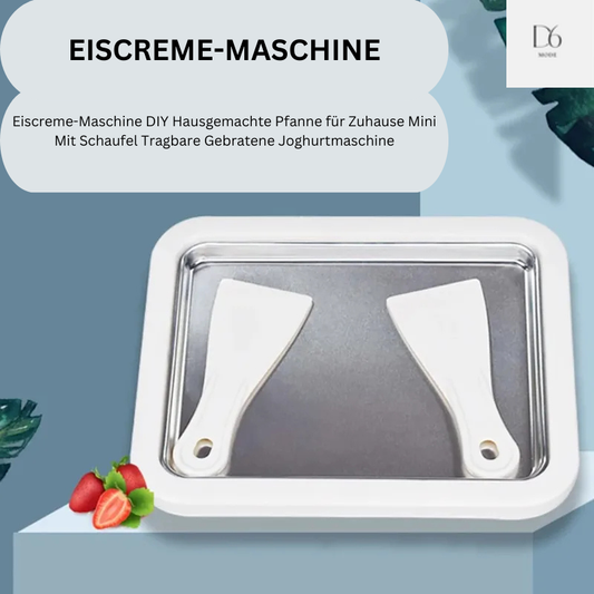 Mini Eismaschine mit 2 Spateln und Pfanne – Für Zuhause